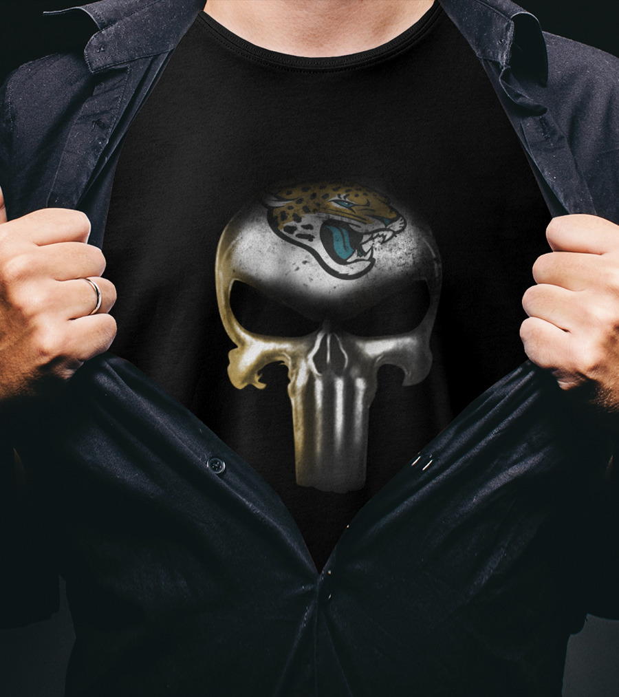 Punisher Skull With Jacksonville Jaguars Logo For Fans T-Shirt