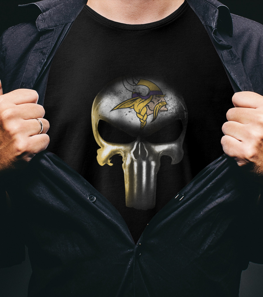 Minnesota Vikings Punisher Skull Fans T-Shirt