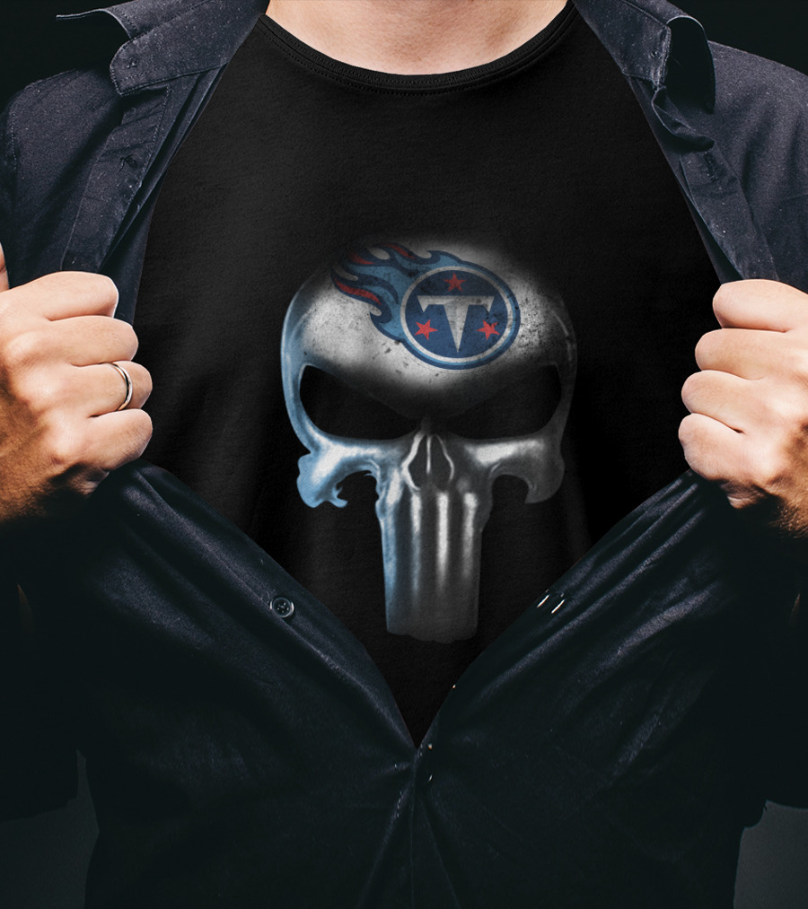 Tennessee Titans Fans Punisher Skull T-Shirt