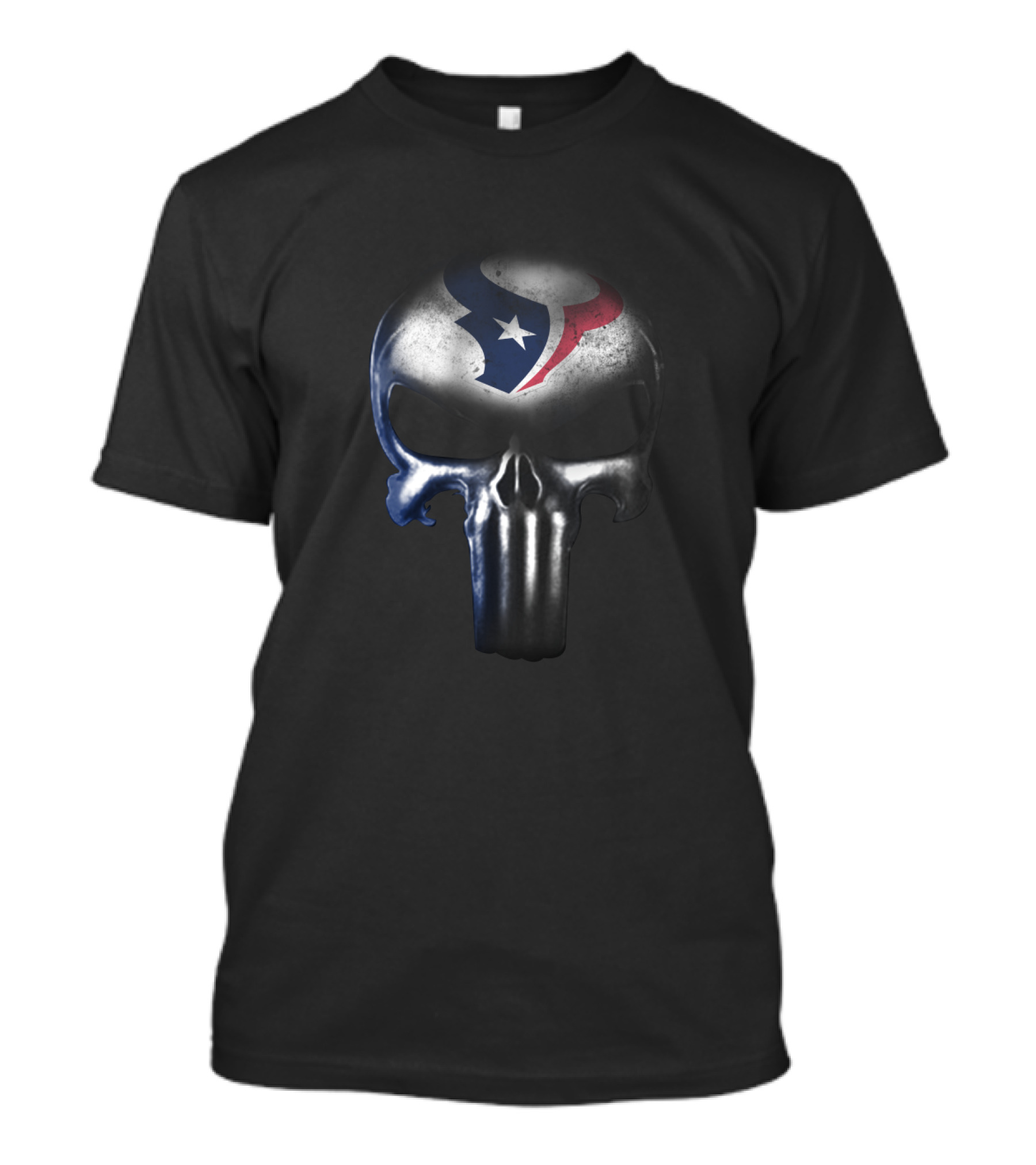 Punisher Skull With Houston Texans Logo For NFL Fans T-Shirt