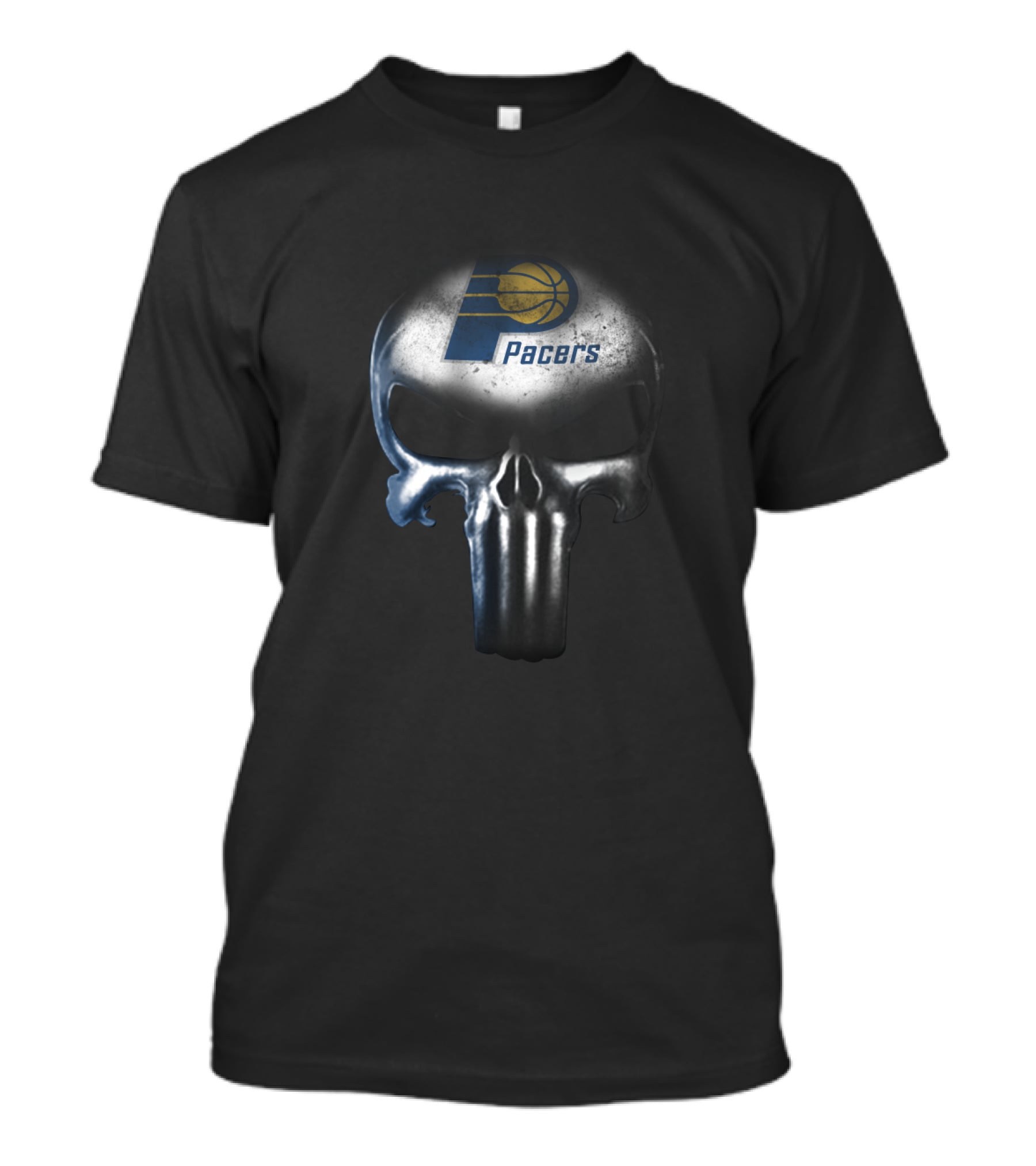 Indiana Pacers Basketball Logo On Punisher Skull T-Shirt