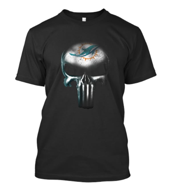 Miami Dolphins Logo On Punisher Skull For NFL Fans T-Shirt