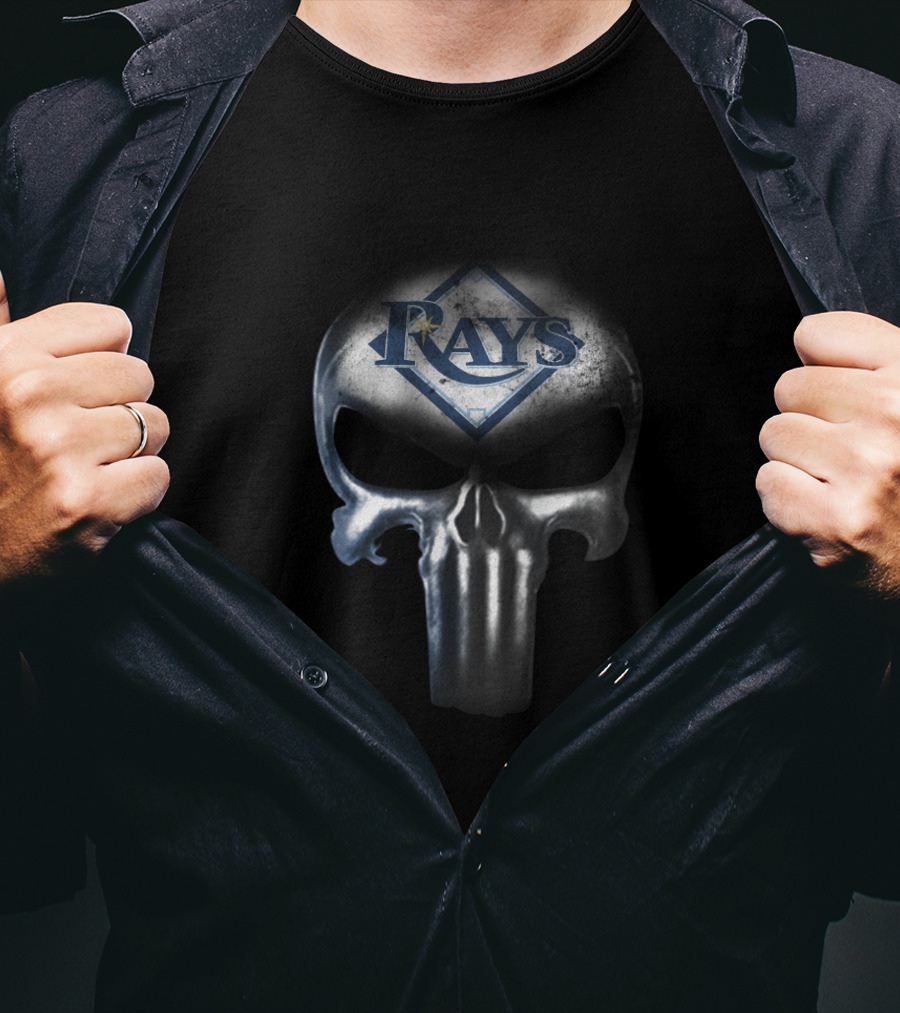 Rays Baseball Logo On Punisher Skull For Tampa Bay Fans T-Shirt