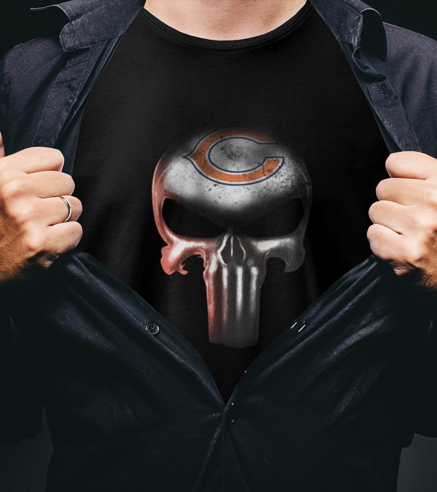 Chicago Bears Punisher Skull Crossover For Fans T-Shirt