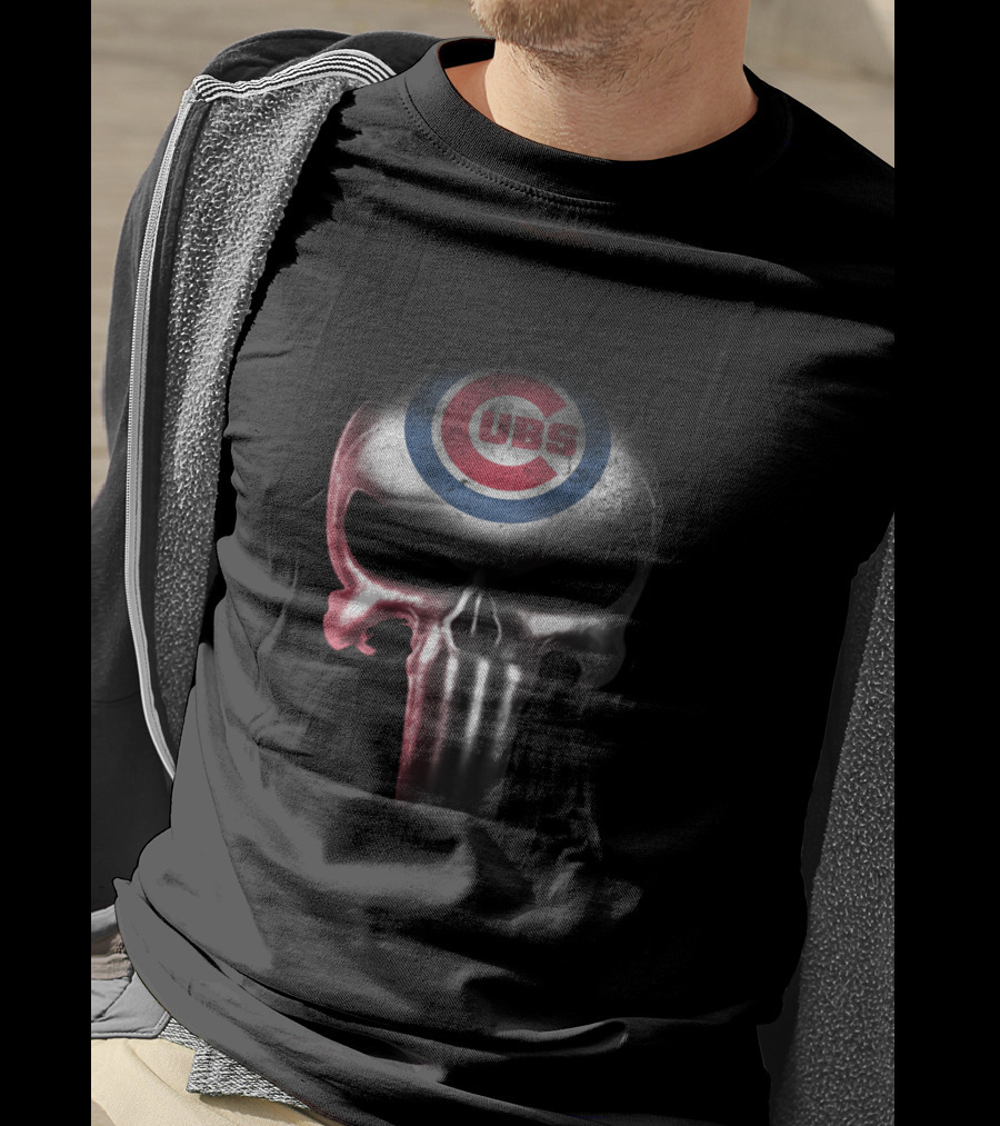 Chicago Cubs Punisher Skull Crossover For Enthusiasts T-Shirt