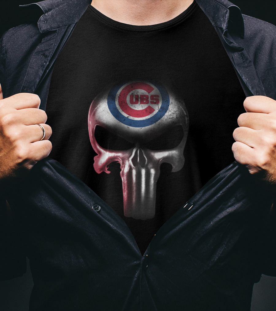 Chicago Cubs Punisher Skull Crossover For Enthusiasts T-Shirt
