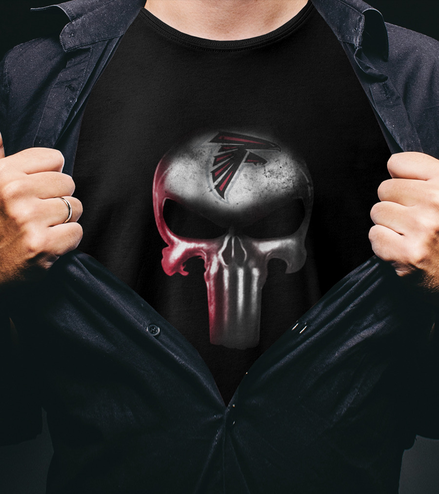 Atlanta Falcons Punisher Skull Fan Emblem T-Shirt