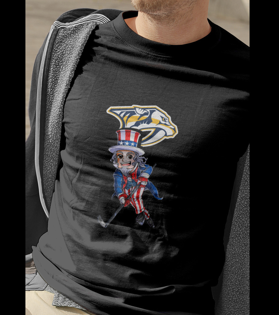 Uncle Sam Hockey With Nashville Predators For 4Th Of July Fans T-Shirt