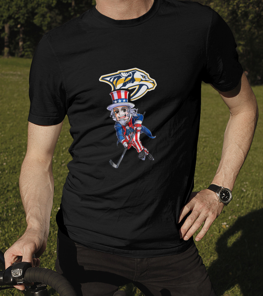 Uncle Sam Hockey With Nashville Predators For 4Th Of July Fans T-Shirt