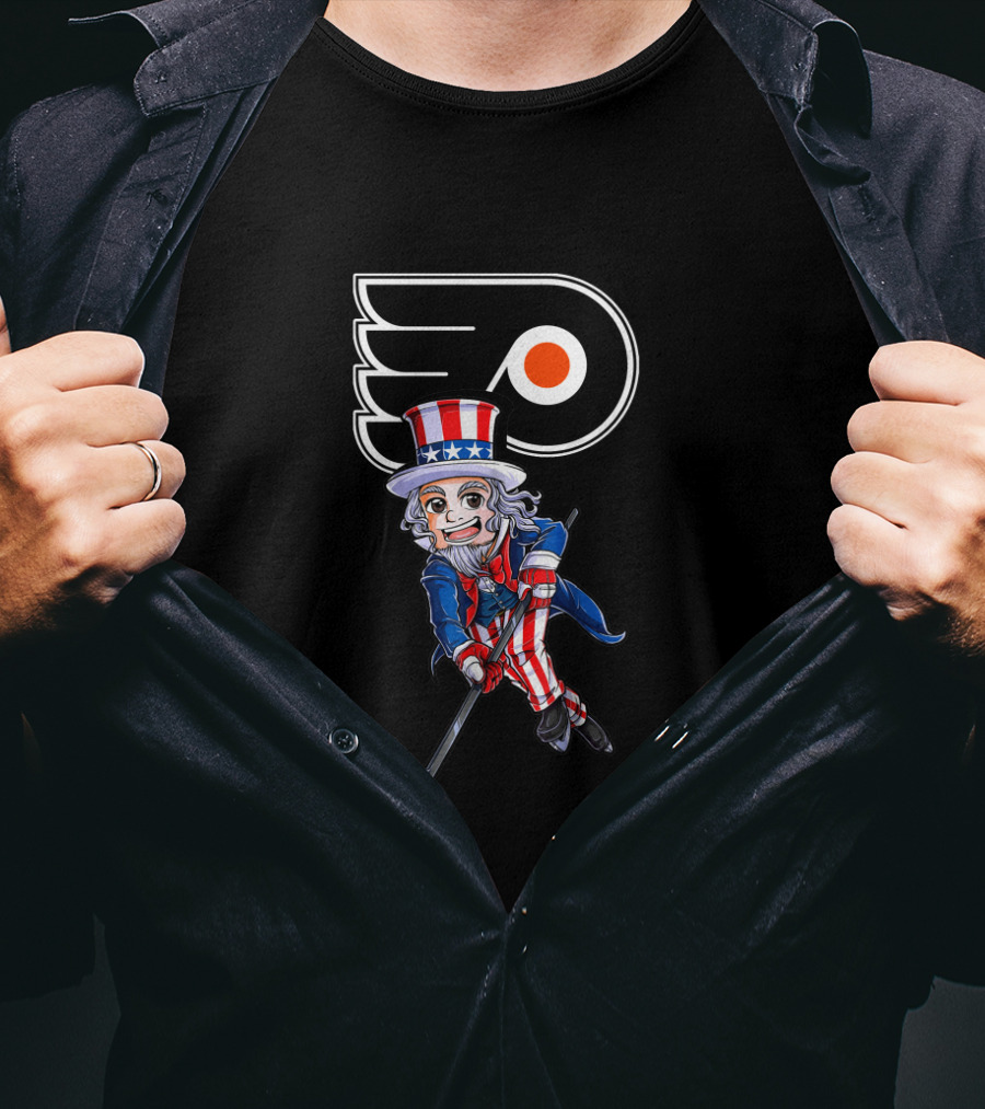 Uncle Sam Hockey Philadelphia Flyers 4Th July Fan Patriotic Ice Sports Logan T-Shirt