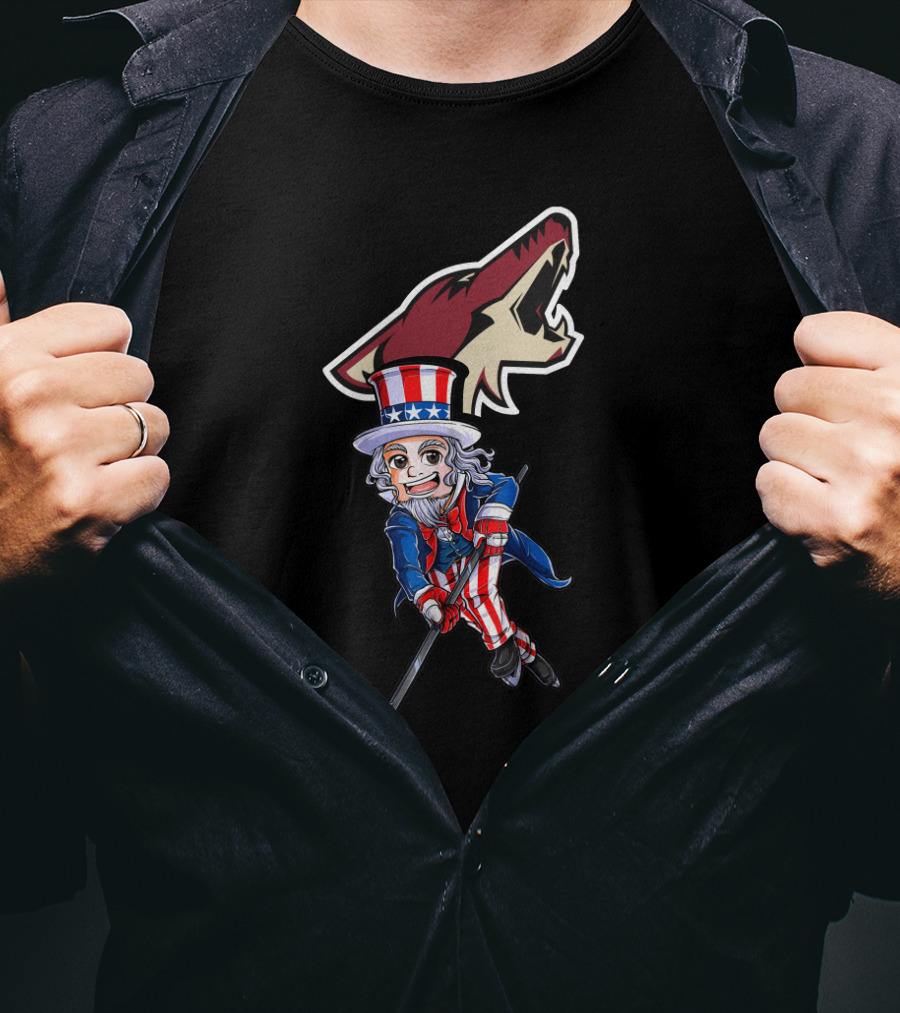 Uncle Sam Arizona Coyotes Hockey Patriotic 4Th Of July Celebration T-Shirt