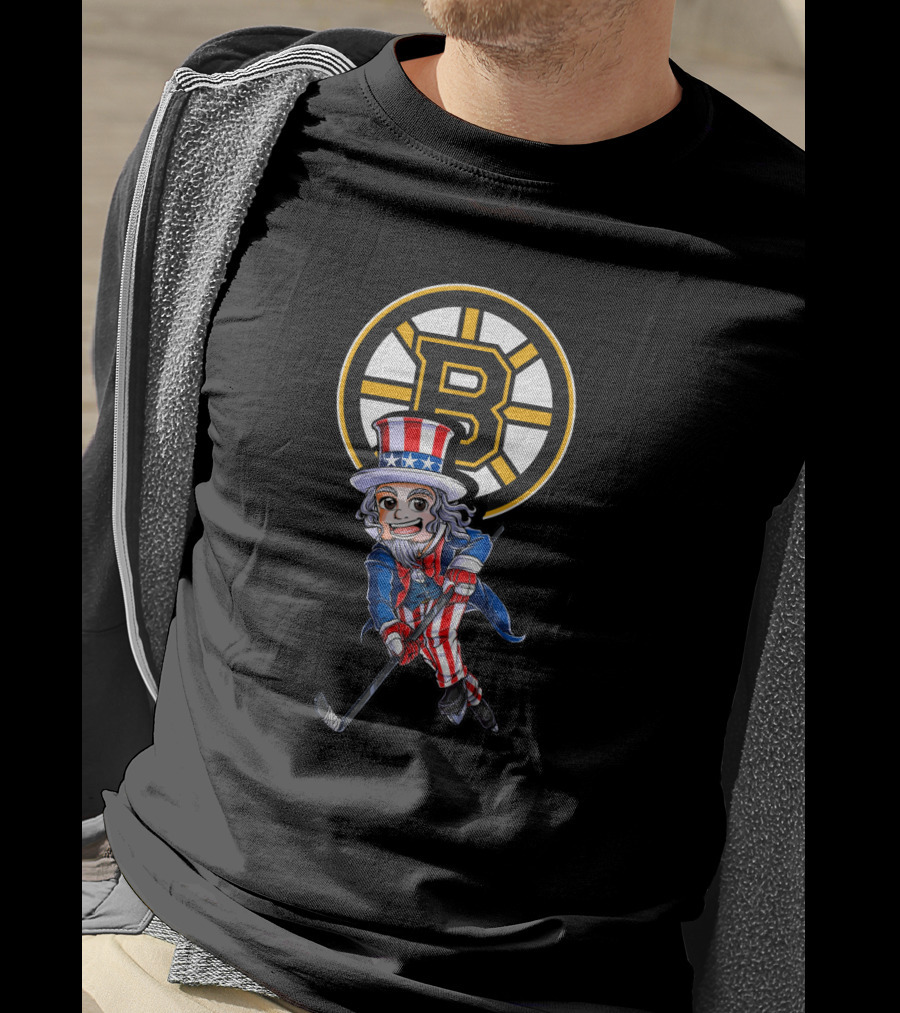 Uncle Sam Boston Bruins Hockey Patriotic 4Th Of July Fans T-Shirt