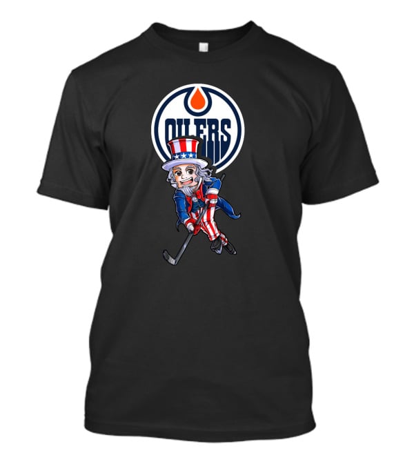 Uncle Sam Hockey Player Edmonton Oilers 4Th Of July T-Shirt