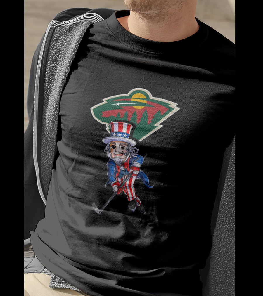 Uncle Sam Hockey With Minnesota Wild For 4Th Of July T-Shirt