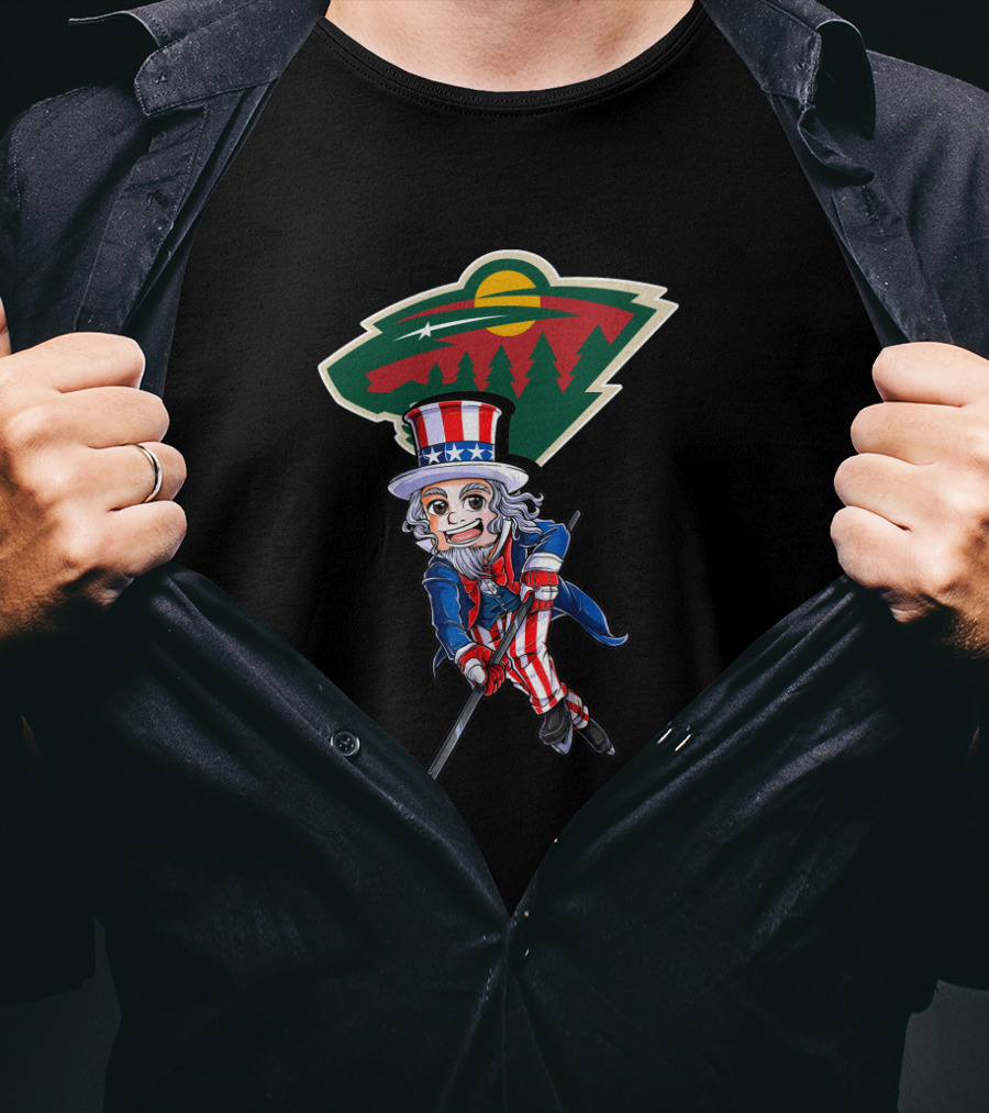 Uncle Sam Hockey With Minnesota Wild For 4Th Of July T-Shirt