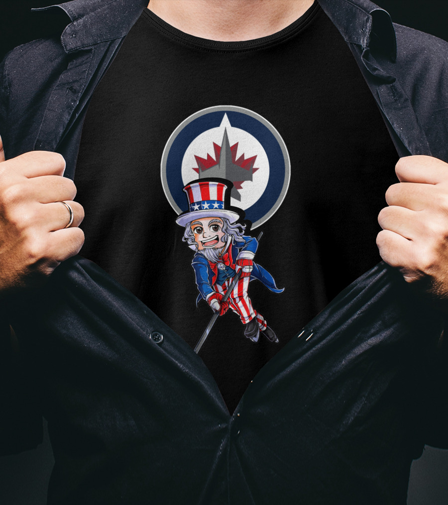 Uncle Sam Hockey Winnipeg Jets Fans 4Th Of July T-Shirt