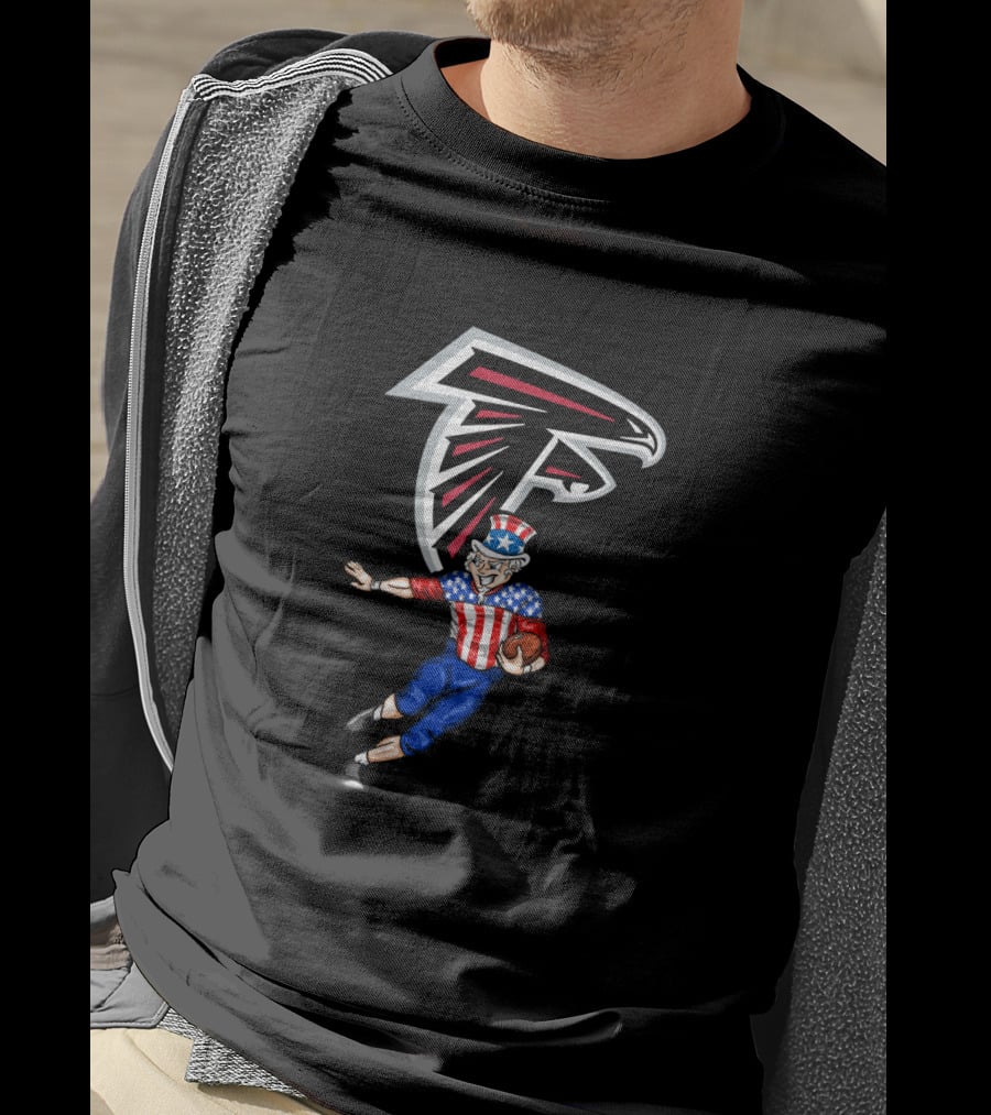 Atlanta Falcons Uncle Sam Patriotic Football 4Th Of July Celebration T-Shirt
