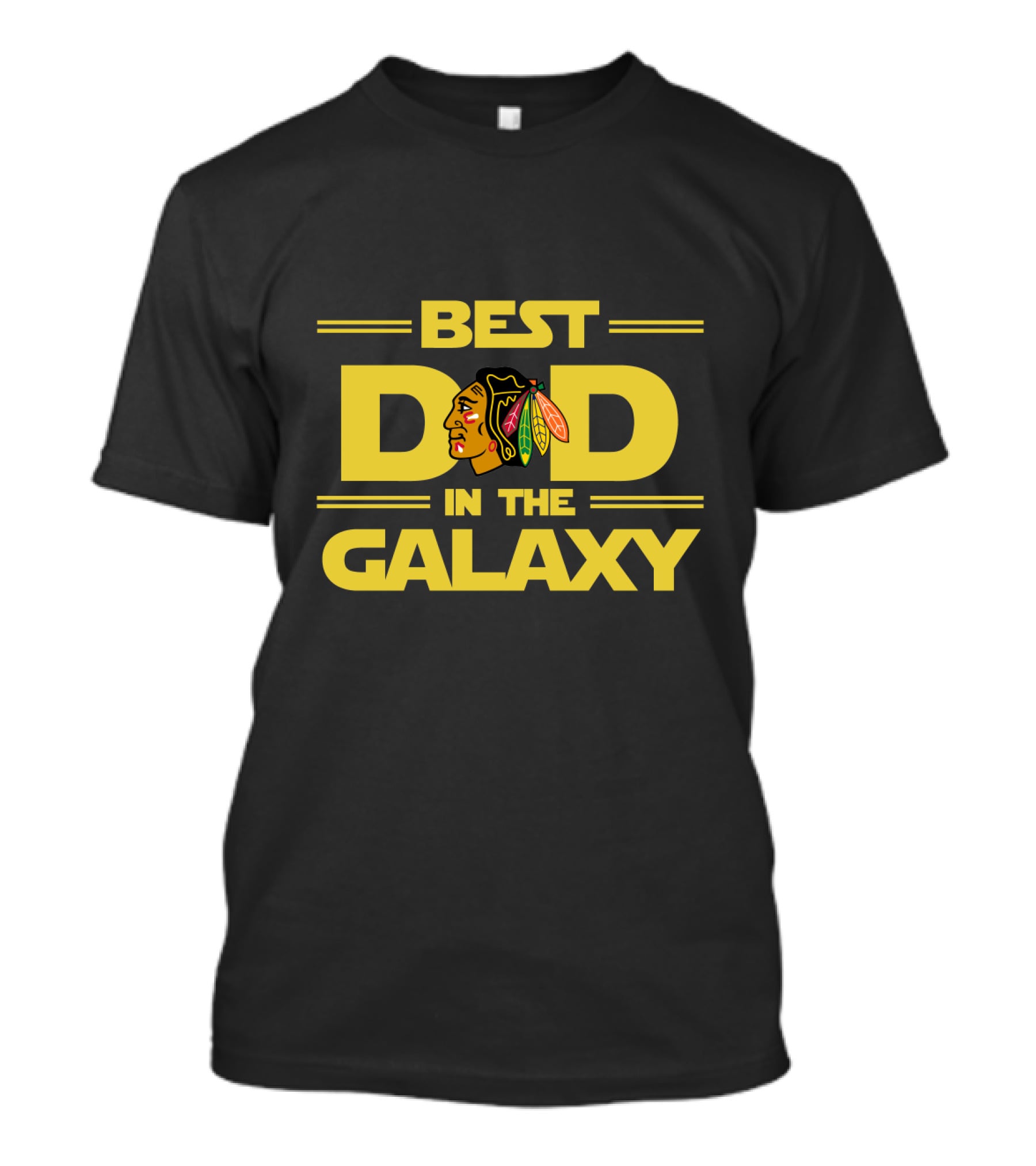 Best Dad In The Galaxy Chicago Blackhawks Fan Tribute T-Shirt