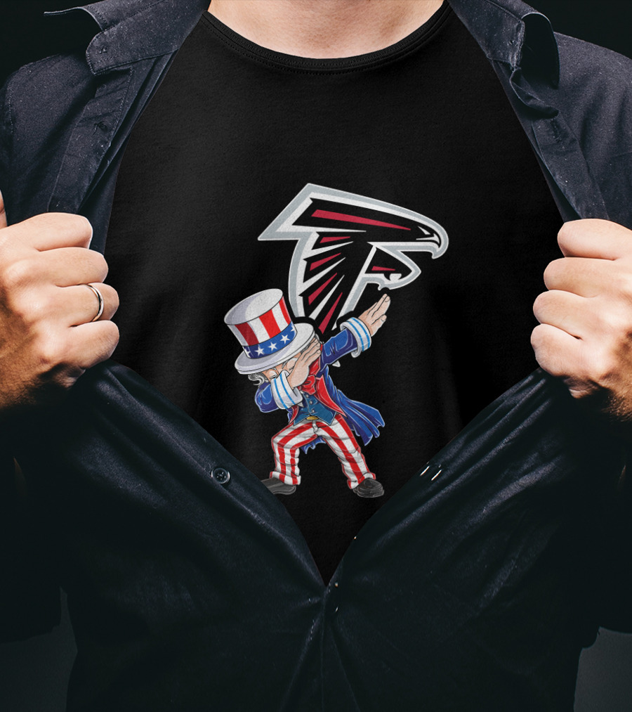 Uncle Sam Dabbing With Atlanta Falcons Emblem For 4Th July Celebrations T-Shirt