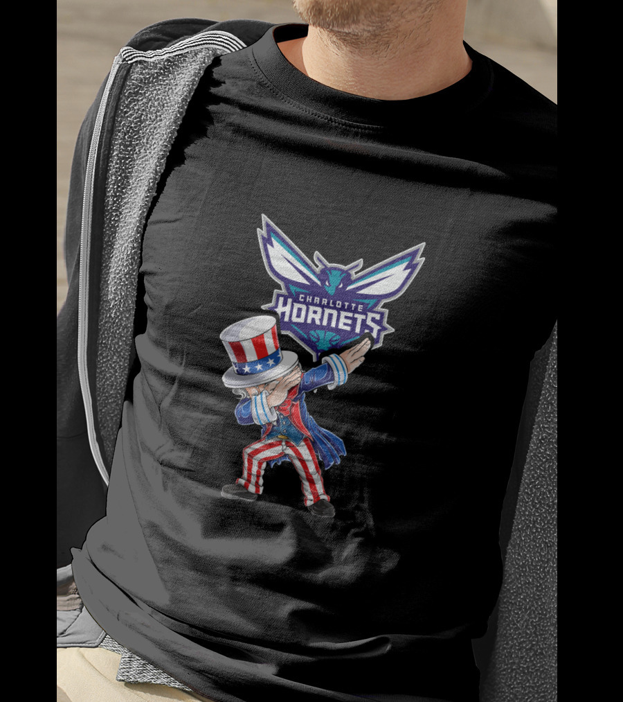 Uncle Sam Dabbing Charlotte Hornets For 4Th Of July Celebration T-Shirt