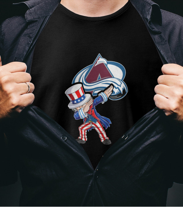 Uncle Sam Dabbing With Colorado Avalanche Logo For 4th Of July T-Shirt