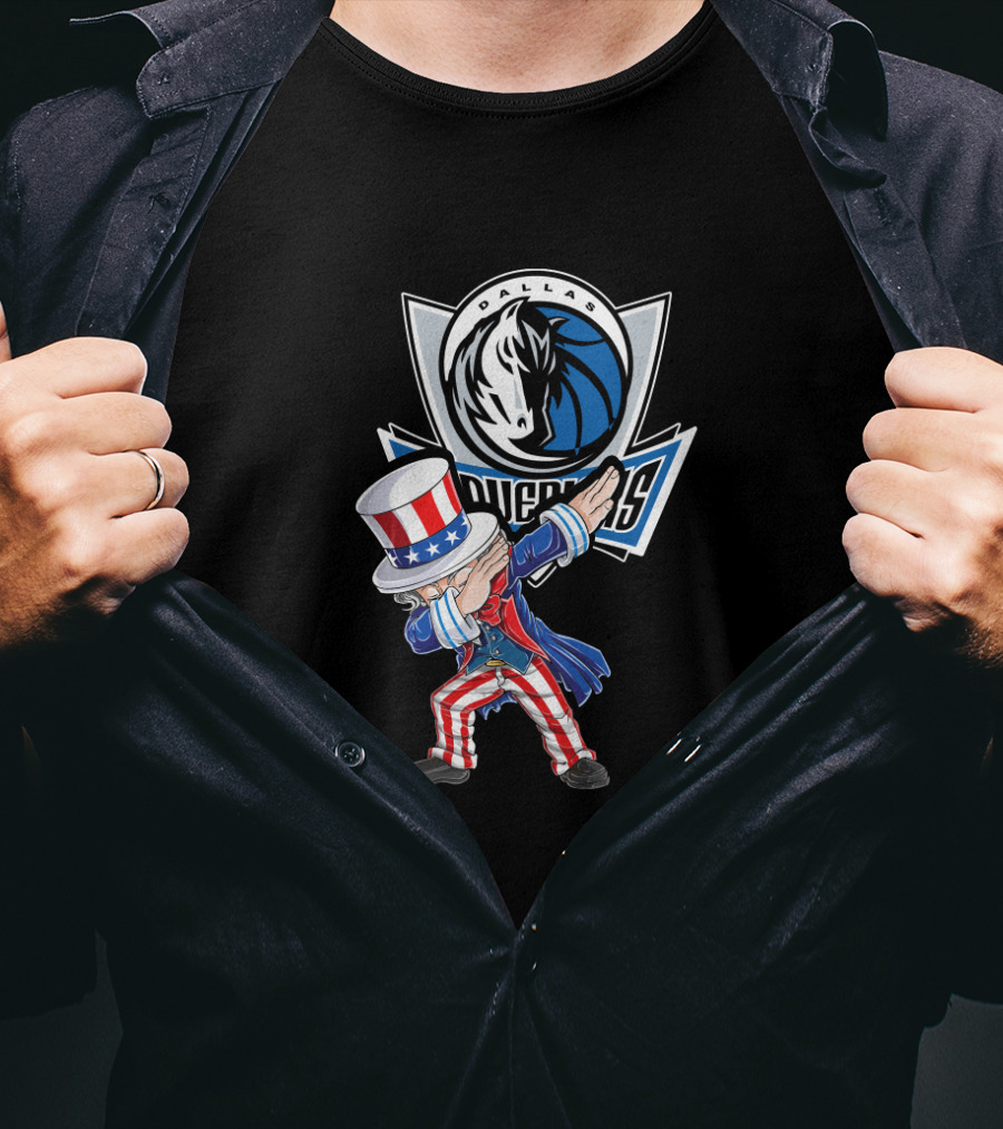 Uncle Sam Dabbing Dallas Mavericks 4Th July Basketball Celebration T-Shirt