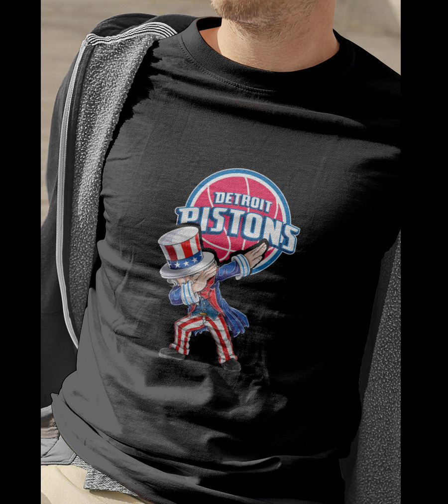 Uncle Sam Dabbing Detroit Pistons 4Th July Basketball Celebration T-Shirt