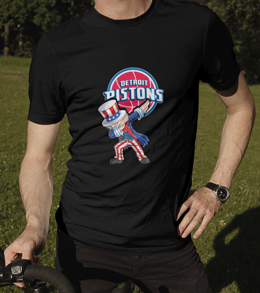 Uncle Sam Dabbing Detroit Pistons 4Th July Basketball Celebration T-Shirt