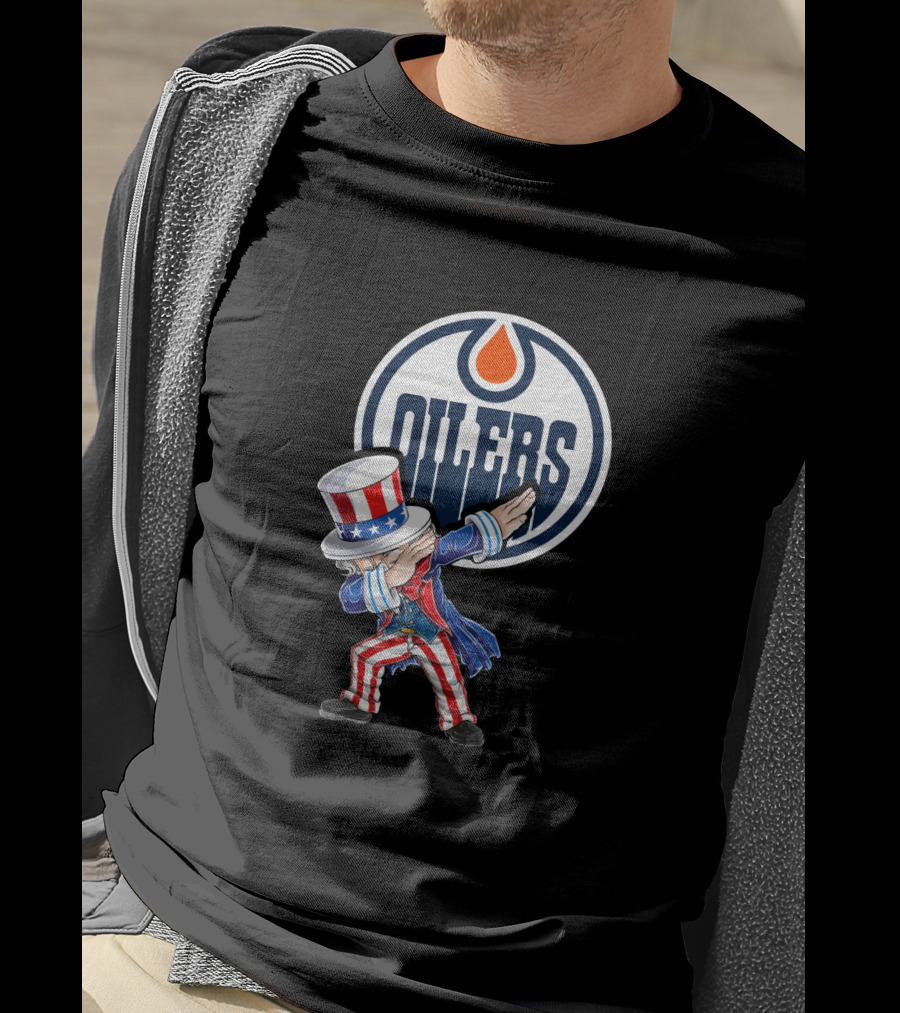 Edmonton Oilers Uncle Sam Dabbing With Logo On 4Th Of July T-Shirt