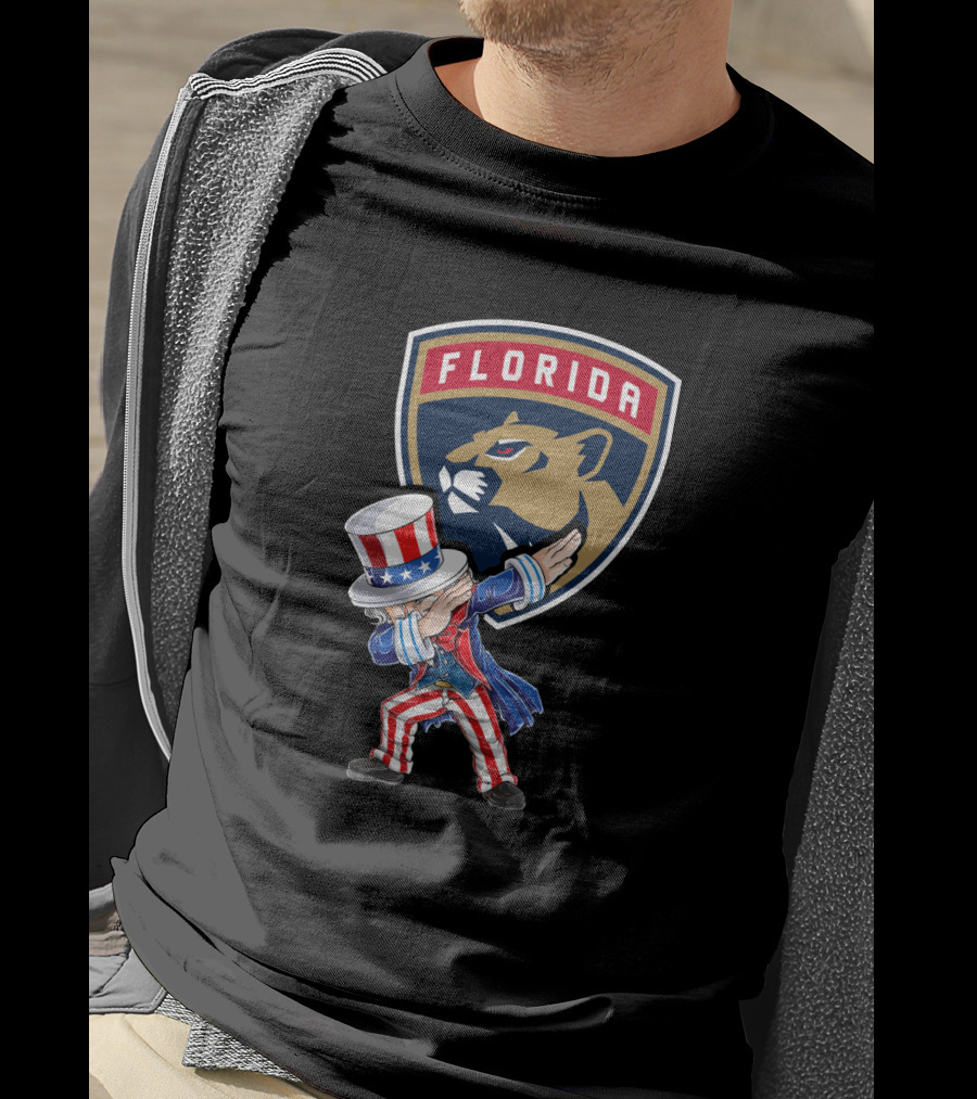 Florida Panthers Logo Uncle Sam Dabbing Celebrating 4Th Of July T-Shirt