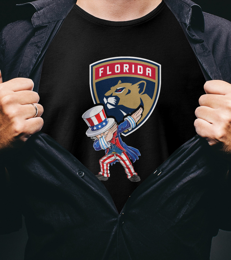 Florida Panthers Logo Uncle Sam Dabbing Celebrating 4Th Of July T-Shirt