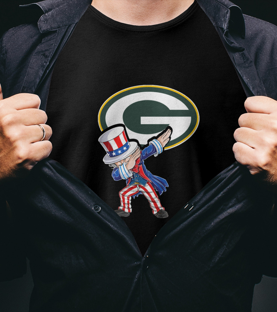Uncle Sam Dabbing Green Bay Packers Nfl 4Th Of July T-Shirt