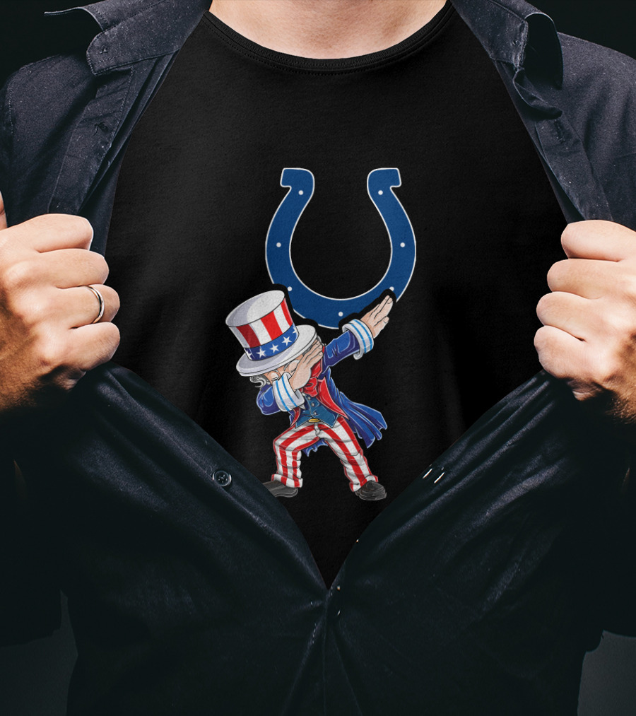 Uncle Sam Dabbing With Indianapolis Colts Horseshoe For 4Th Of July Celebration T-Shirt