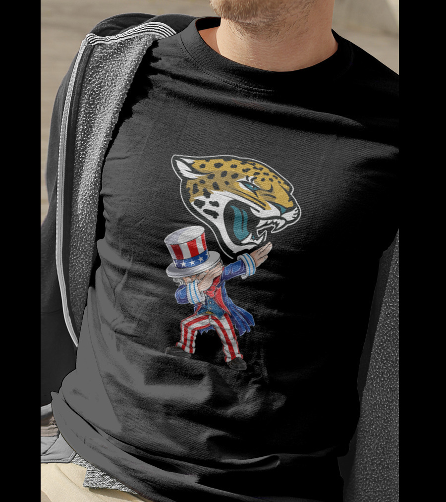 Uncle Sam Dabbing With Jacksonville Jaguars For 4Th Of July T-Shirt