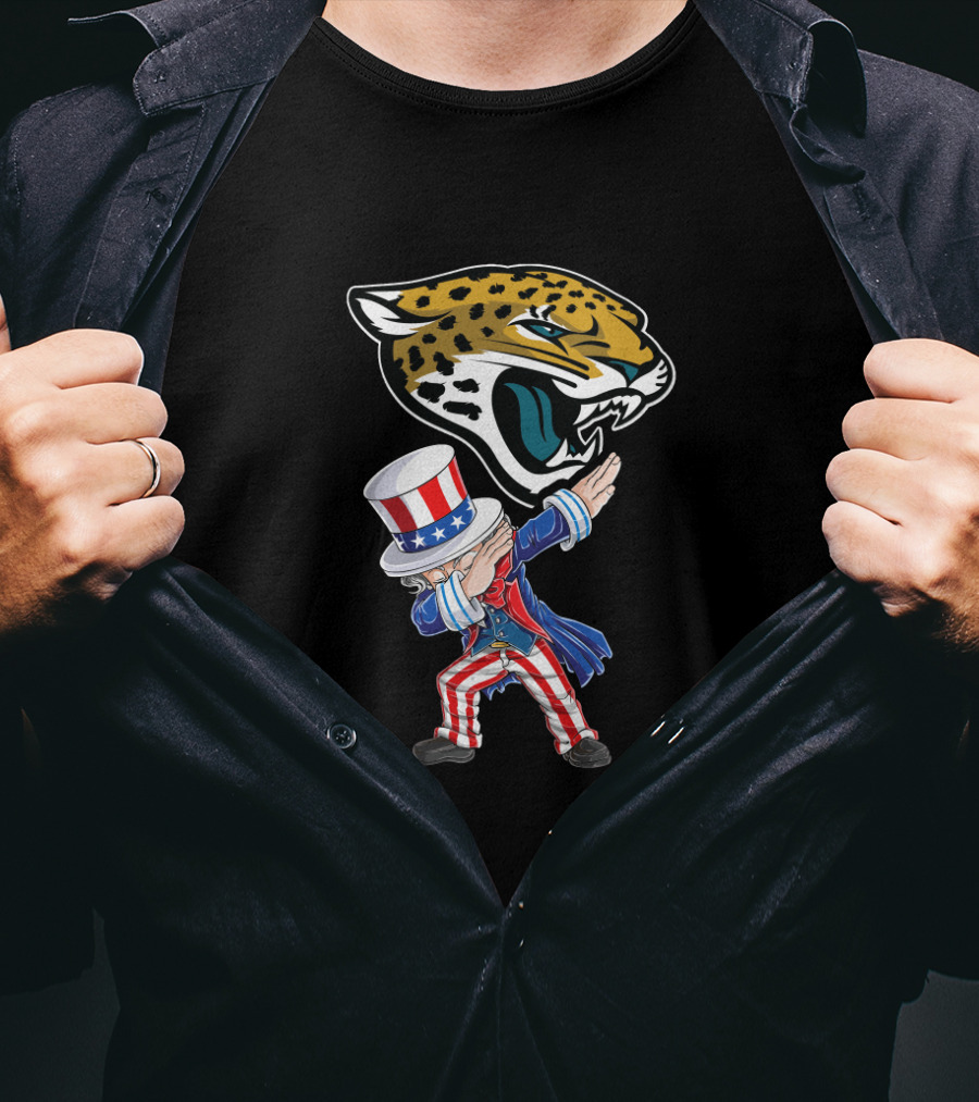 Uncle Sam Dabbing With Jacksonville Jaguars For 4Th Of July T-Shirt