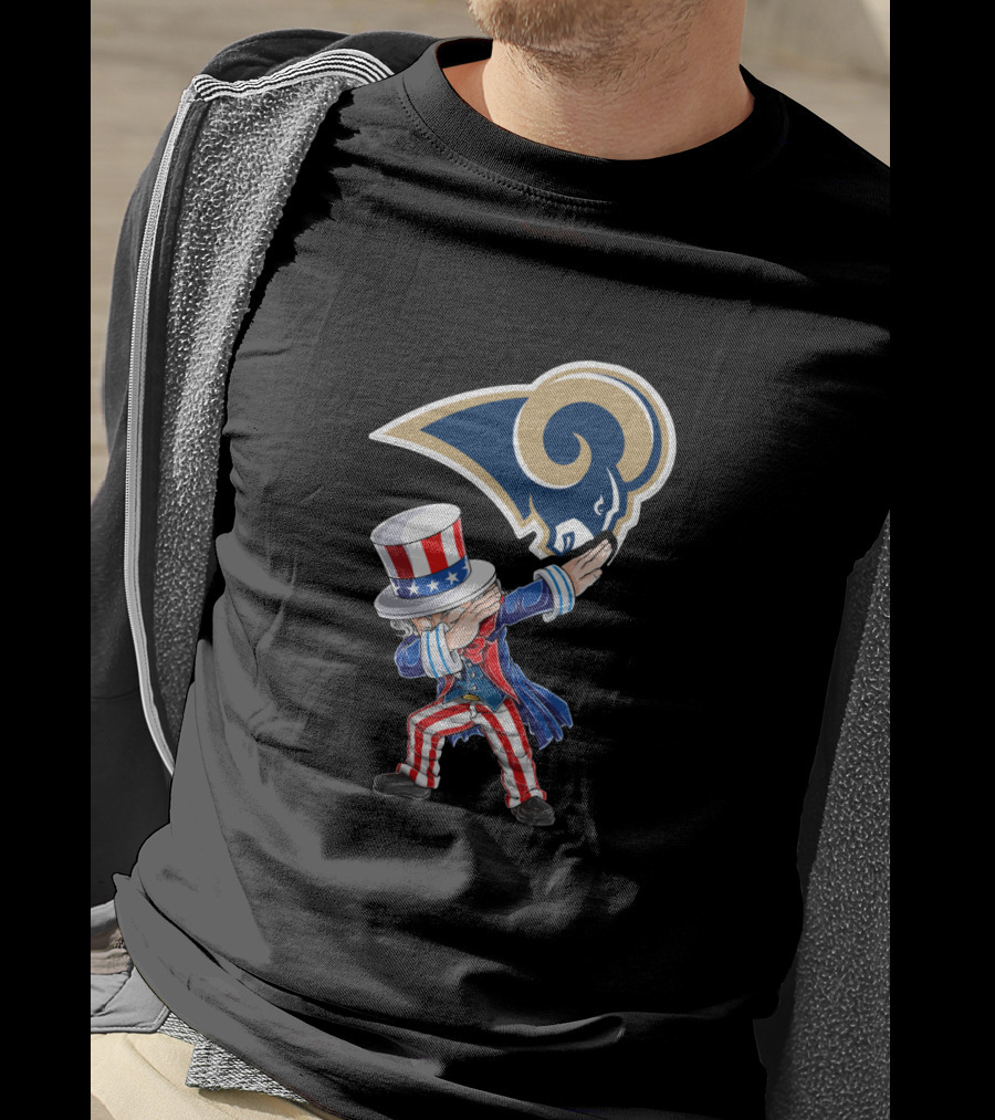 Uncle Sam Dabbing Los Angeles Rams Logo 4Th Of July Celebration T-Shirt