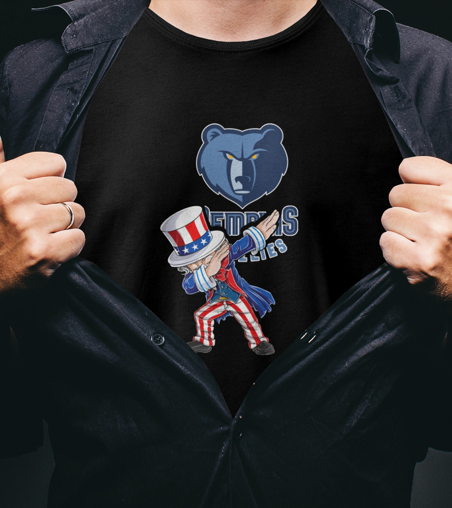 Uncle Sam Dabbing With Memphis Grizzlies For 4Th Of July Celebration T-Shirt