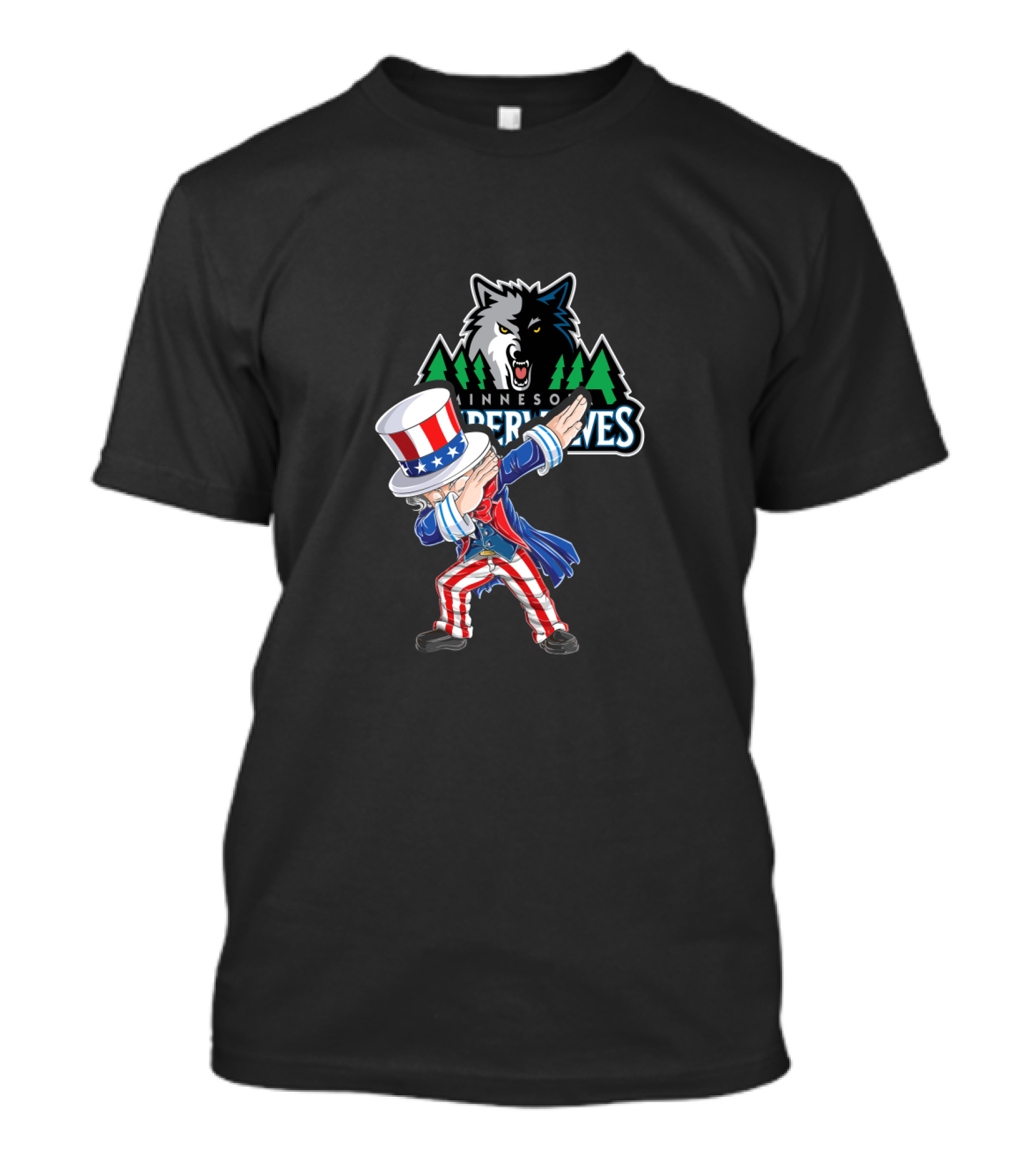 Uncle Sam Dabbing With Minnesota Timberwolves Logo Fourth Of July T-Shirt