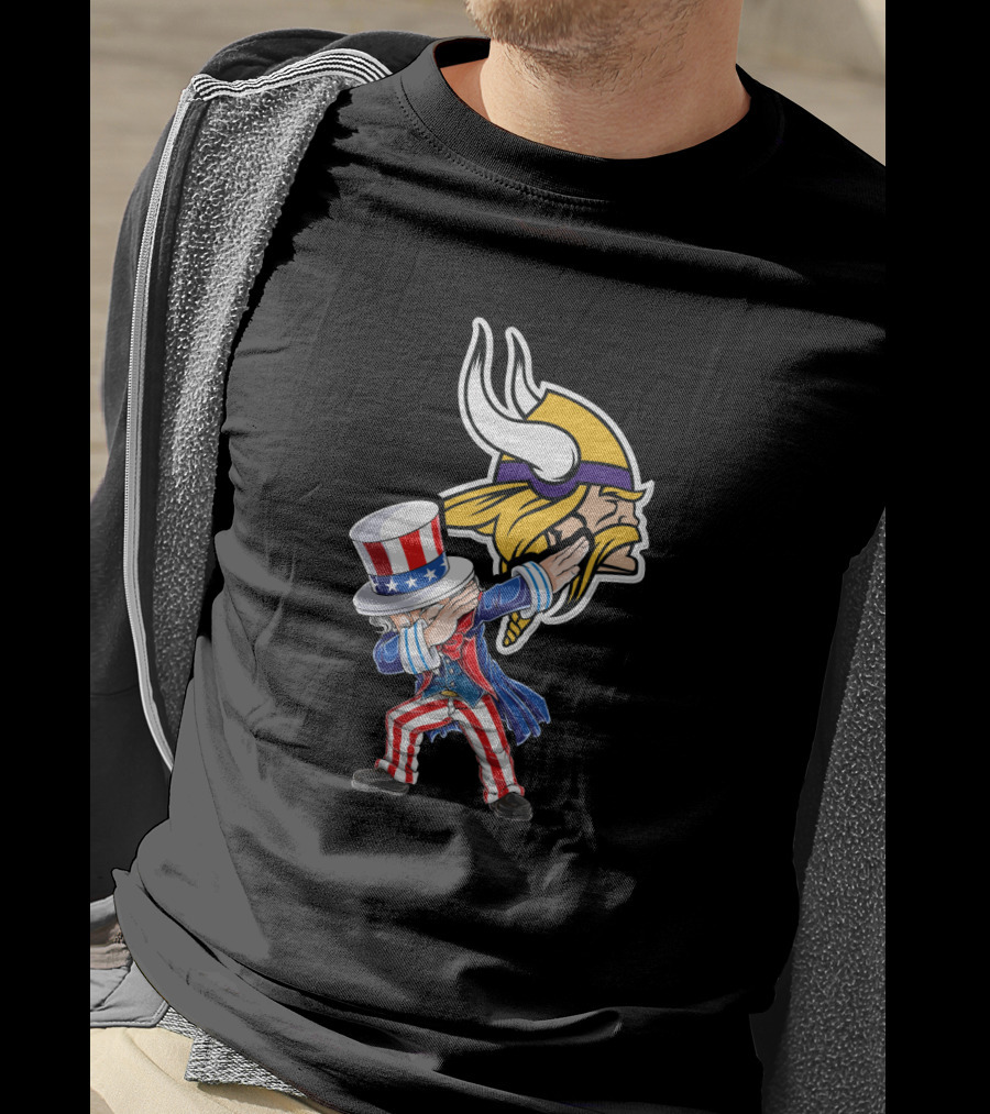 Uncle Sam Dabbing Minnesota Vikings 4Th Of July Celebration Iconic Representation T-Shirt