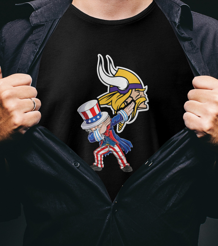 Uncle Sam Dabbing Minnesota Vikings 4Th Of July Celebration Iconic Representation T-Shirt