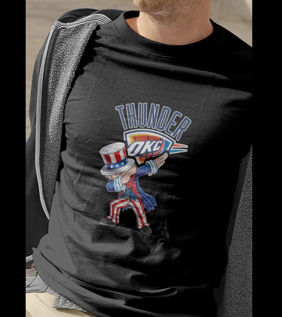 Thunder Okc Uncle Sam Dabbing 4Th Of July T-Shirt