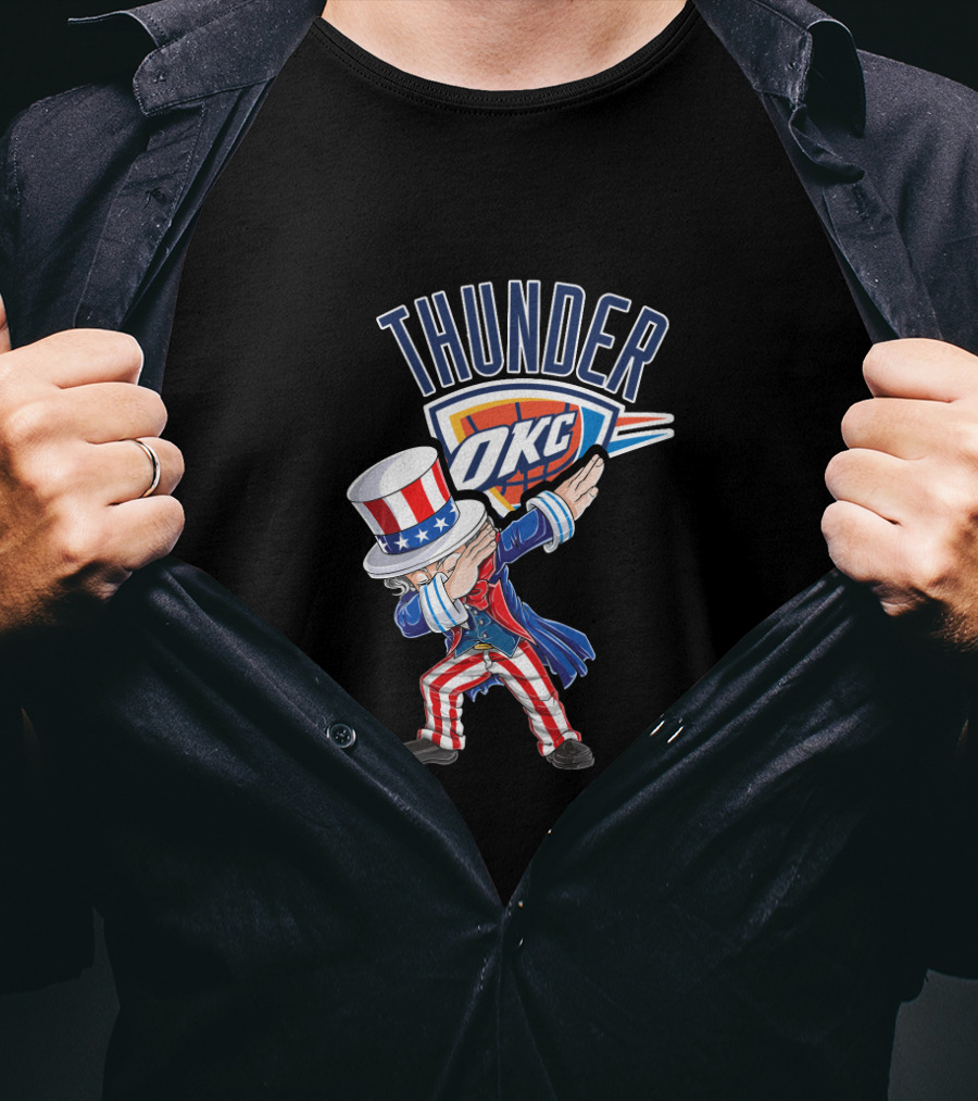 Thunder Okc Uncle Sam Dabbing 4Th Of July T-Shirt