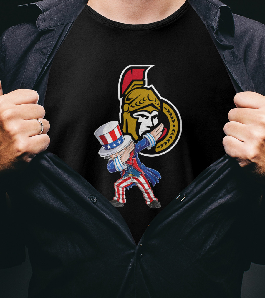 Uncle Sam Dabbing Ottawa Senators 4Th Of July T-Shirt