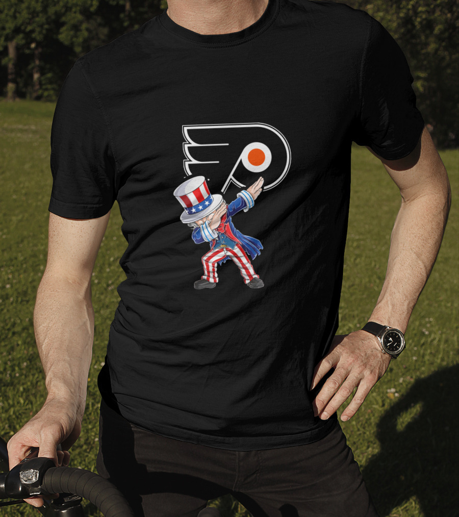 Uncle Sam Dabbing Philadelphia Flyers 4Th Of July Celebration T-Shirt