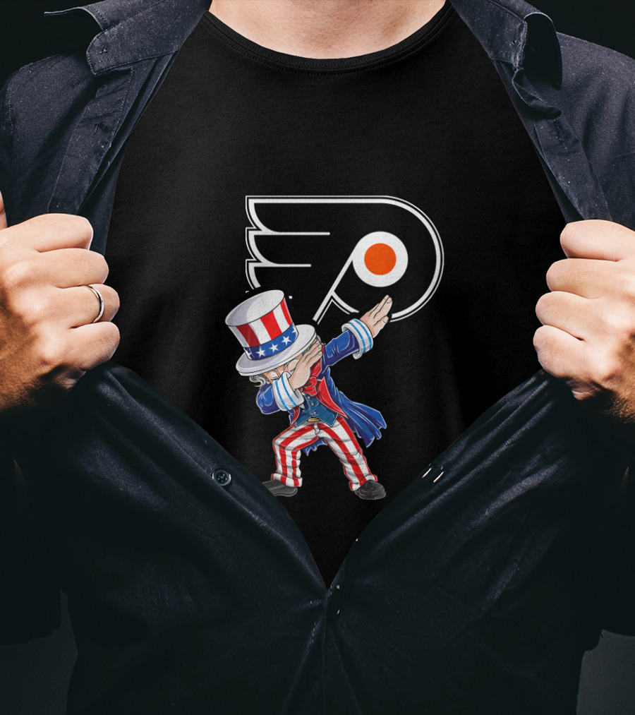Uncle Sam Dabbing Philadelphia Flyers 4Th Of July Celebration T-Shirt