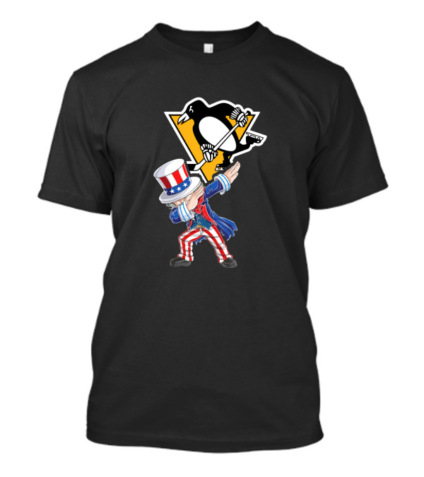 Uncle Sam Dabbing With Pittsburgh Penguins Logo For 4th Of July T-Shirt