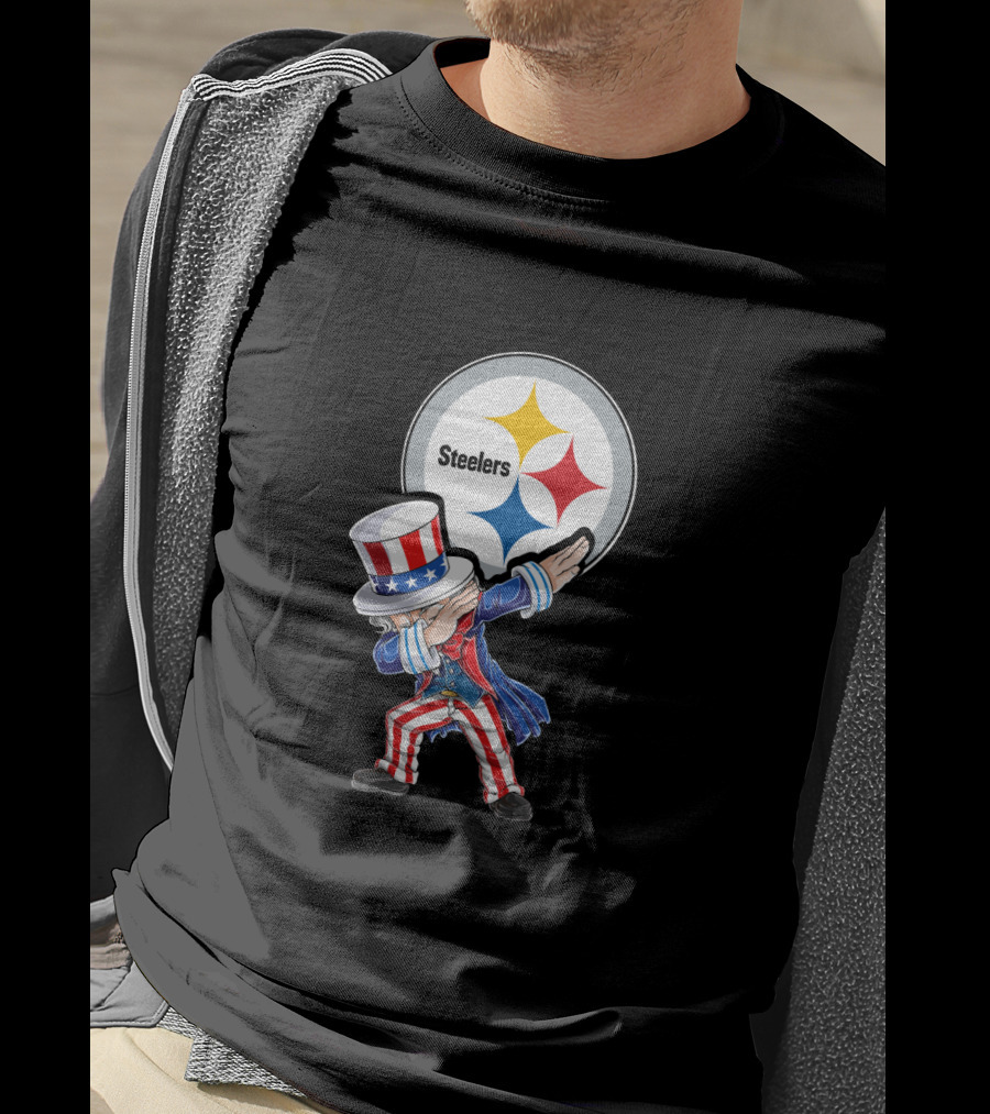 Uncle Sam Dabbing Steelers July 4Th Fan Gear T-Shirt