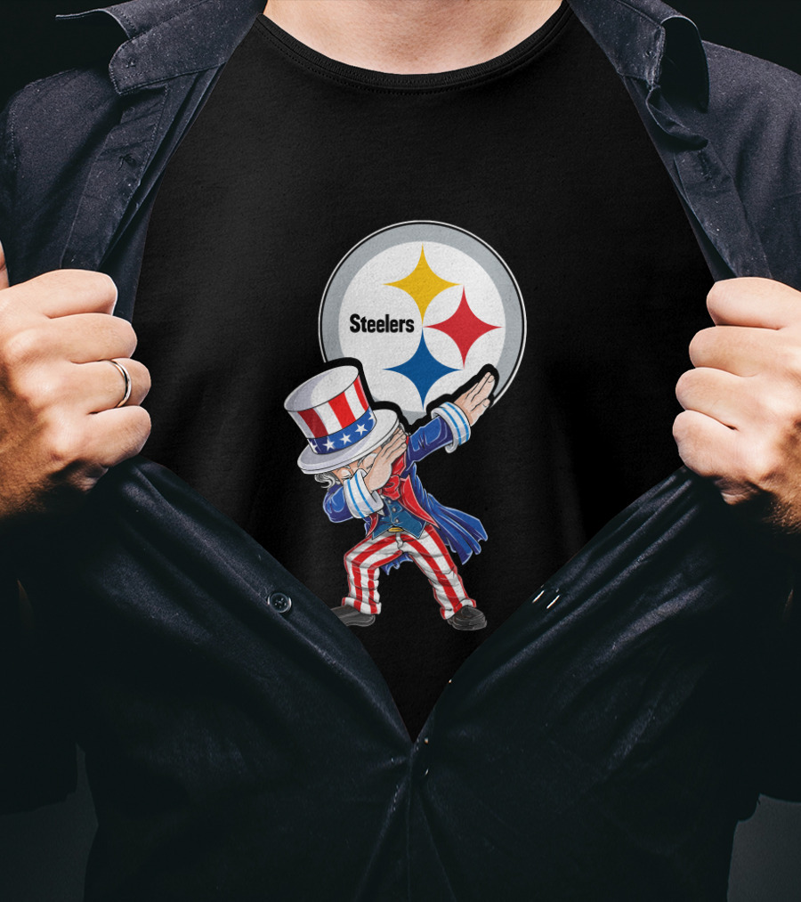 Uncle Sam Dabbing Steelers July 4Th Fan Gear T-Shirt