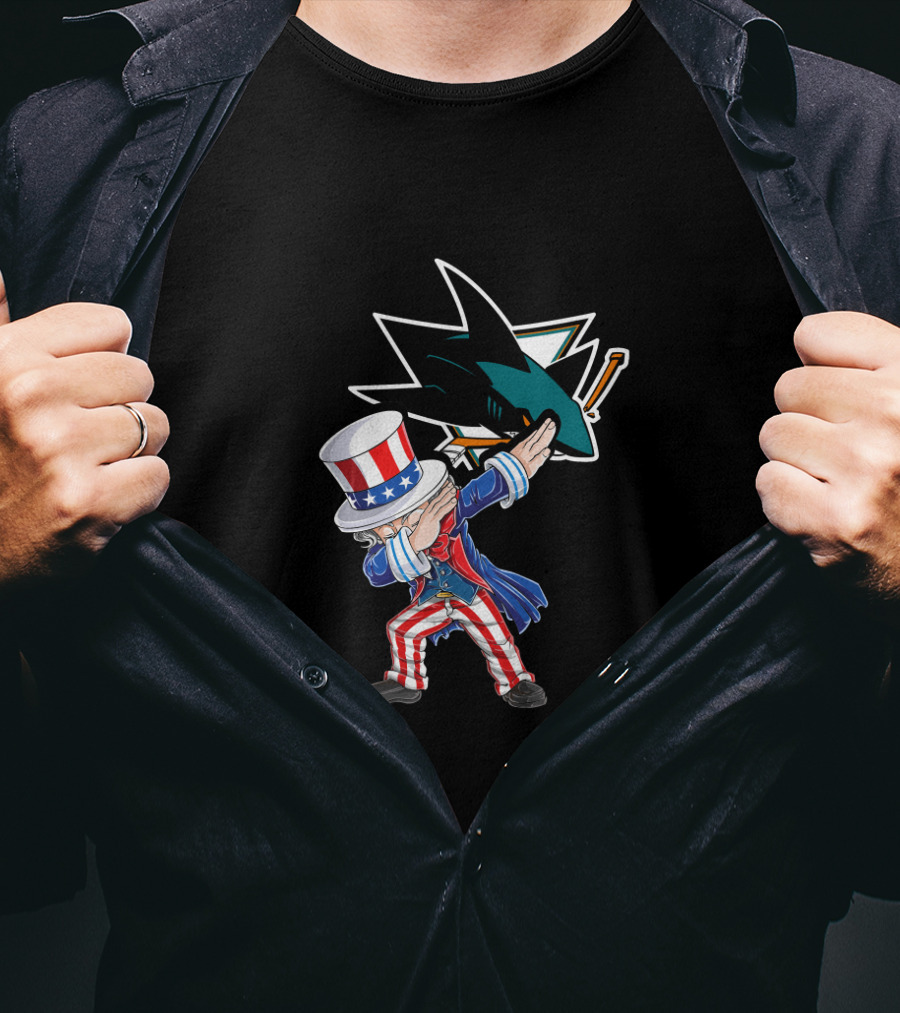 Uncle Sam Dabbing San Jose Sharks Fourth Of July T-Shirt