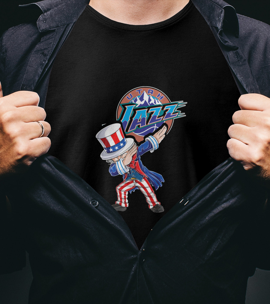 Uncle Sam Dabbing Utah Jazz 4Th Of July Celebration T-Shirt